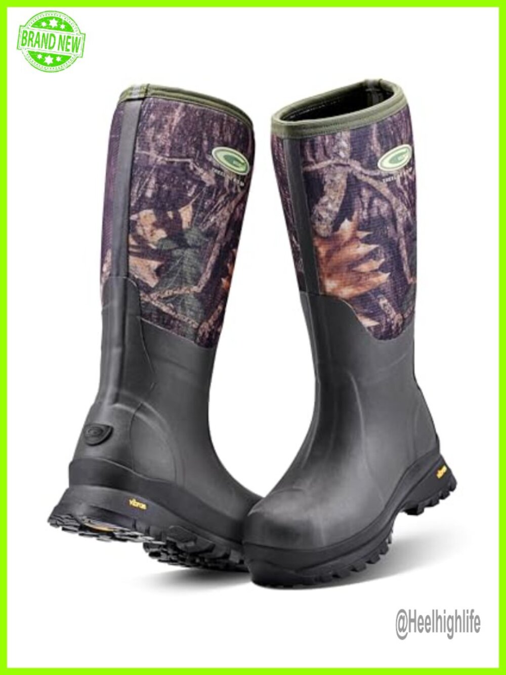 Insulated Waterproof Rubber Wellington Boots Camo Mid-Calf